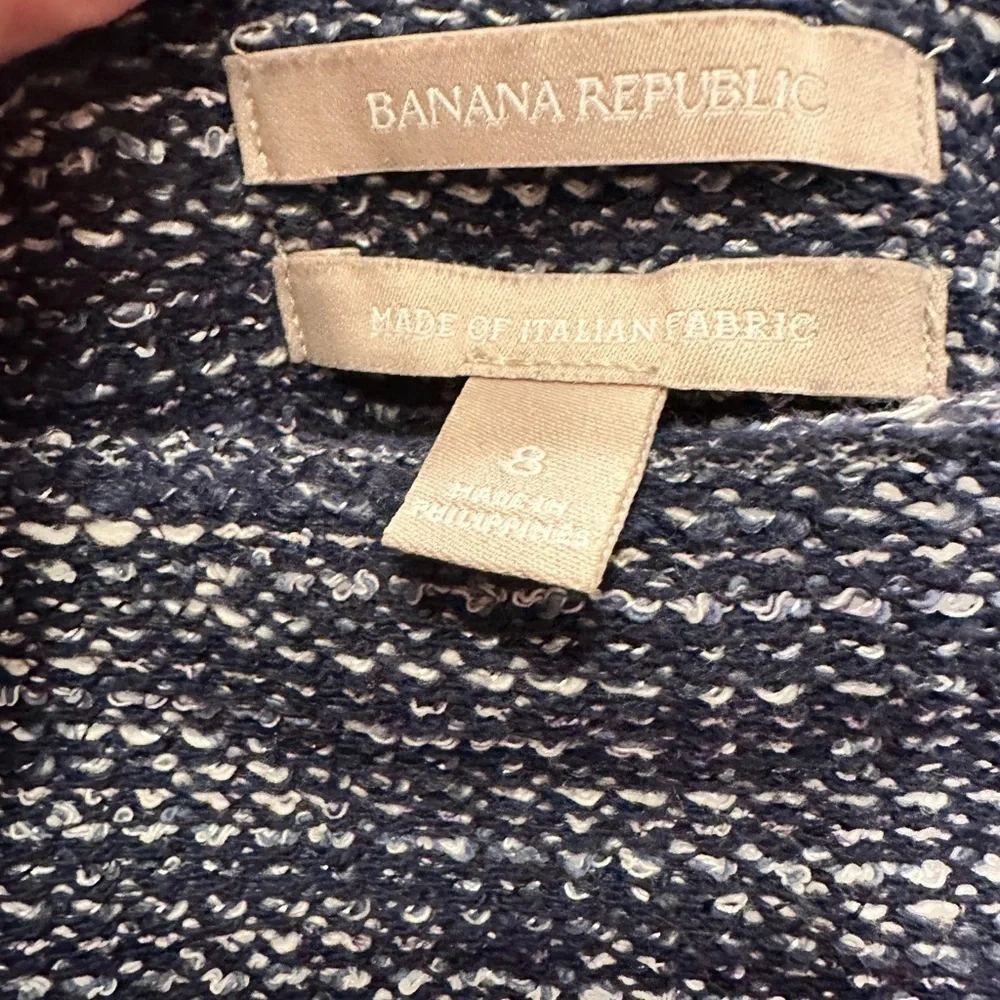Banana Republic Blue And White Tweed Pencil Skirt Italian Fabric Size 8